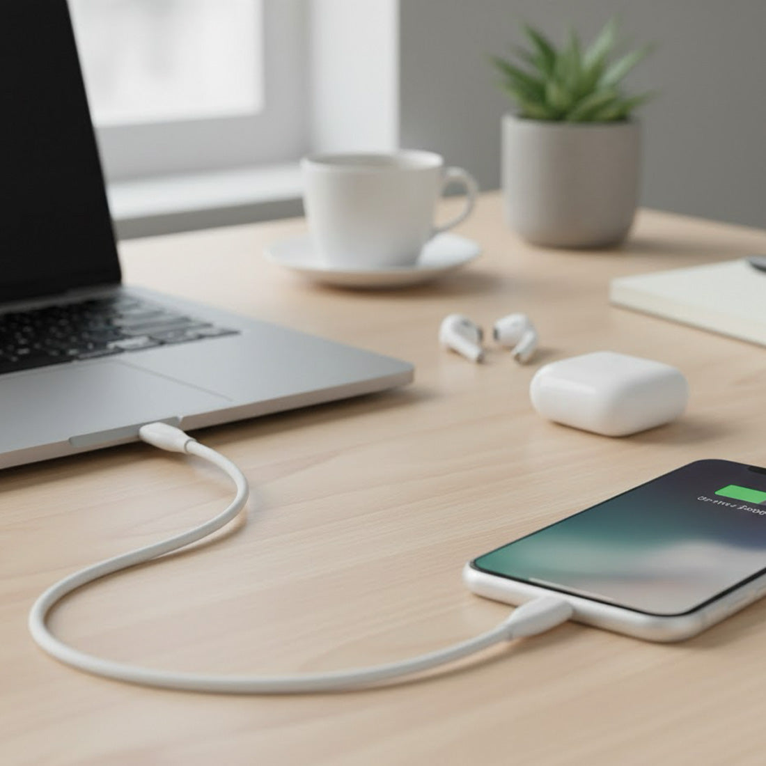 كابل شحن HP DHC-MF102-1M أبيض من النوع C إلى لايتنينج