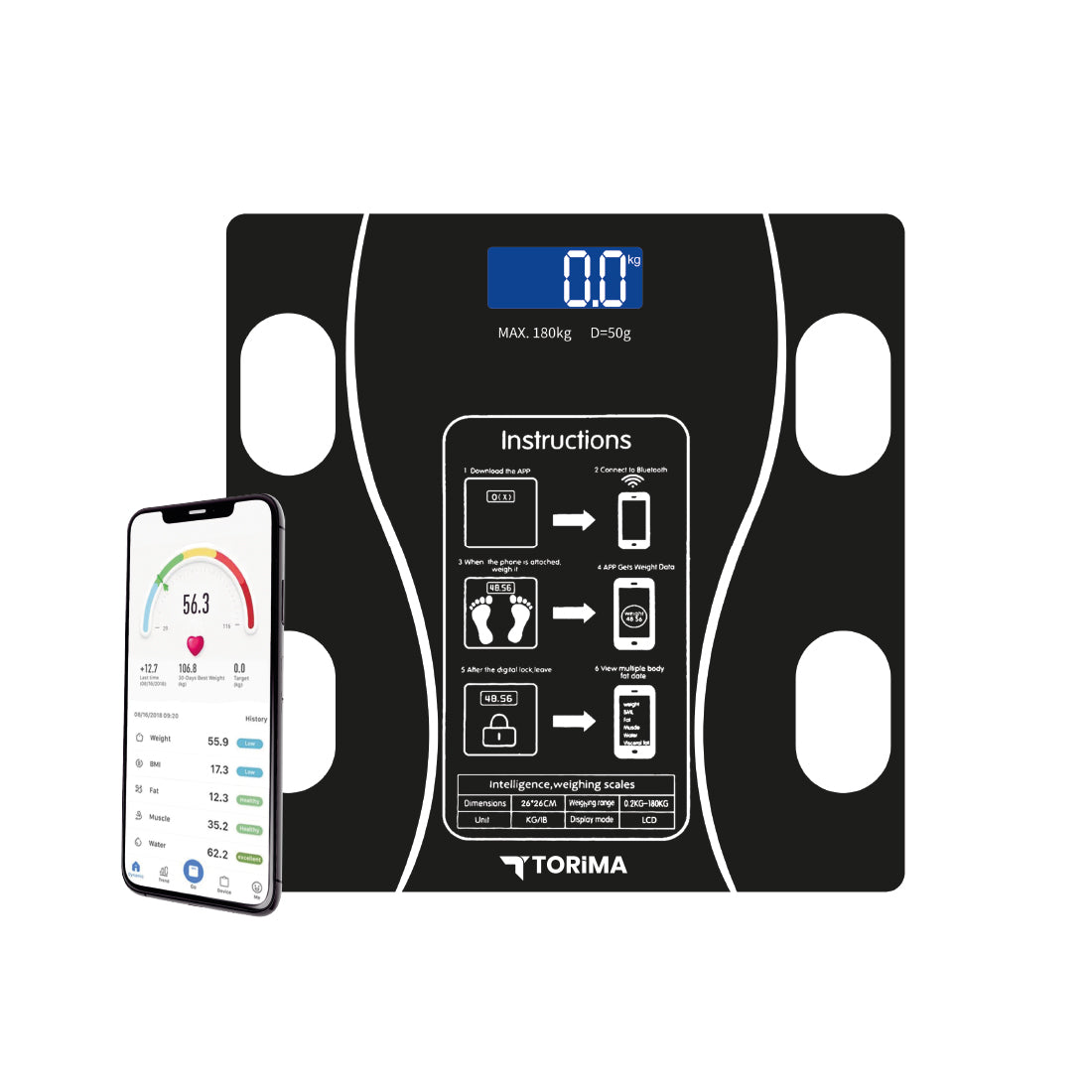 TORİMA XK-26C BODY COMPOSITION SCALE BLACK
